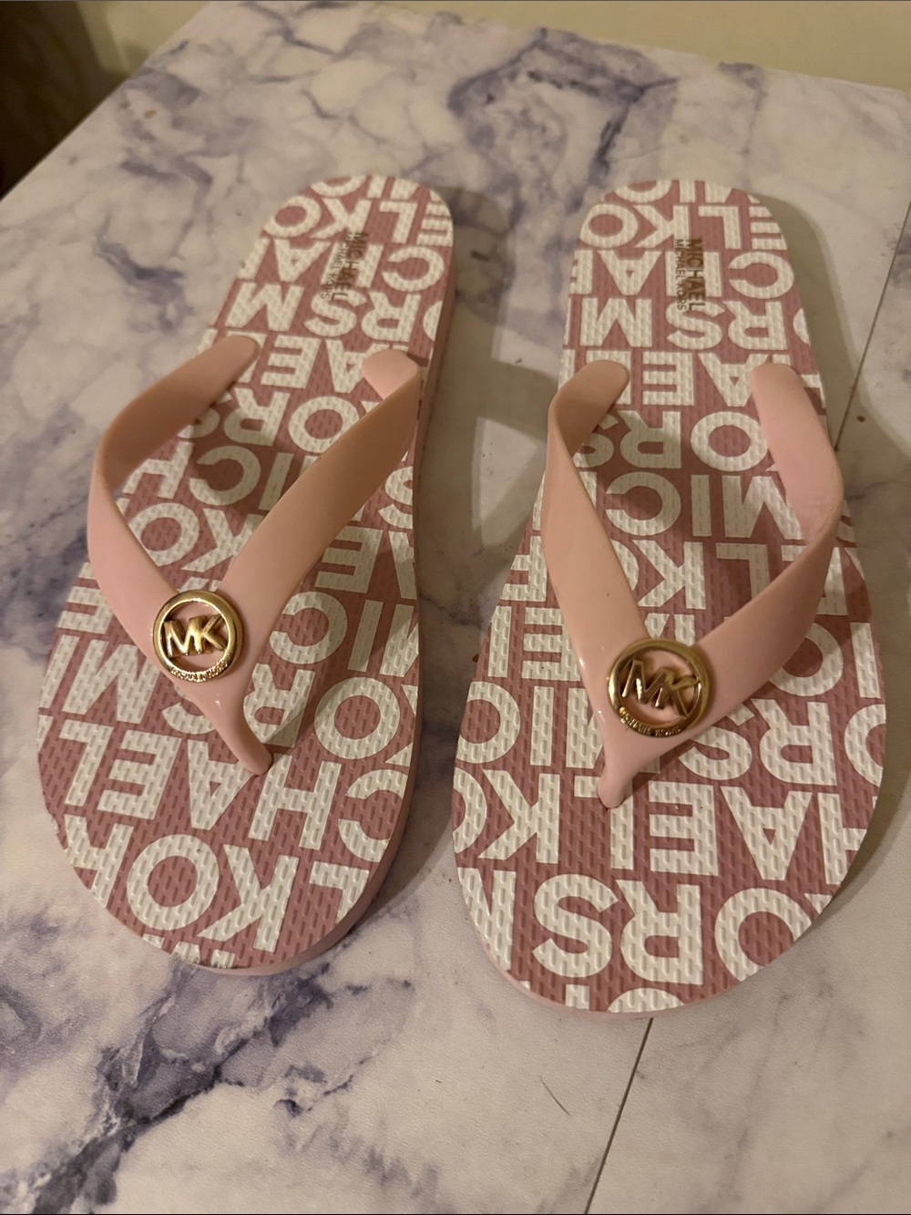 Michael Kors Blush Pink MK Logo Sandals